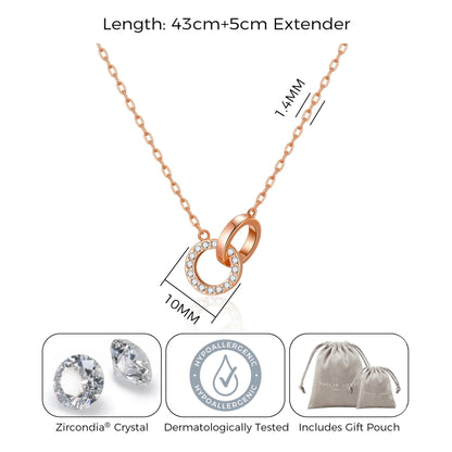 Rose Gold Plated Circle Link Necklace Created with Zircondia® Crystals