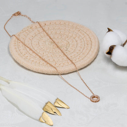 Rose Gold Plated Circle of Life Necklace Created with Zircondia® Crystals