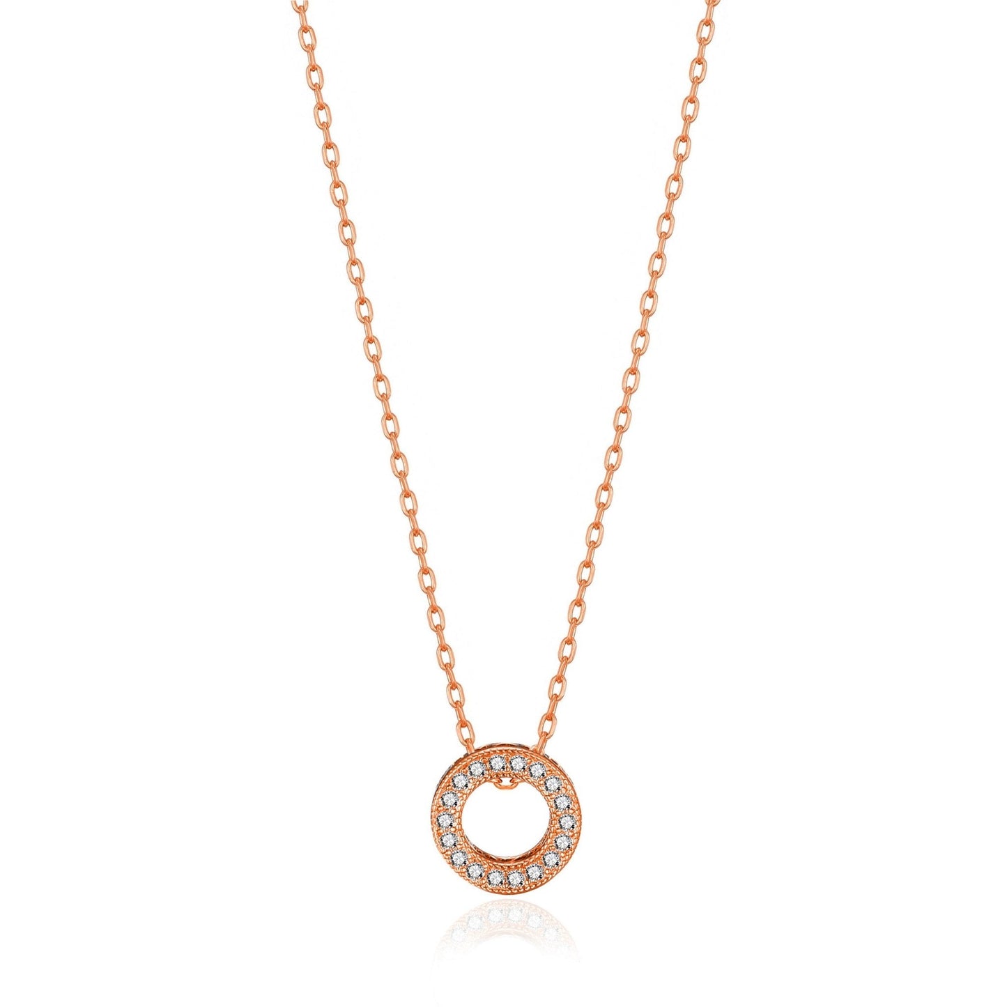 Rose Gold Plated Circle of Life Necklace Created with Zircondia® Crystals