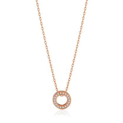 Rose Gold Plated Circle of Life Necklace Created with Zircondia® Crystals