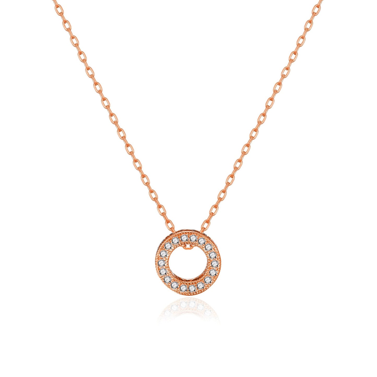 Rose Gold Plated Circle of Life Necklace Created with Zircondia® Crystals