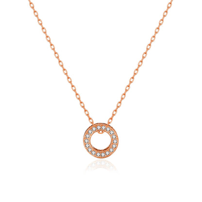 Rose Gold Plated Circle of Life Necklace Created with Zircondia® Crystals