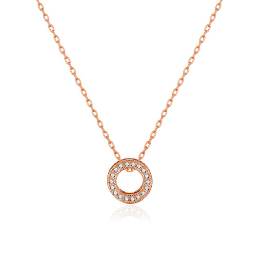 Rose Gold Plated Circle of Life Necklace Created with Zircondia® Crystals