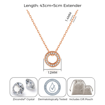 Rose Gold Plated Circle of Life Necklace Created with Zircondia® Crystals