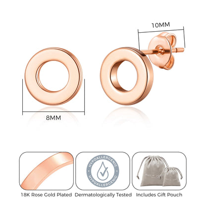 Rose Gold Plated Circle Stud Earrings