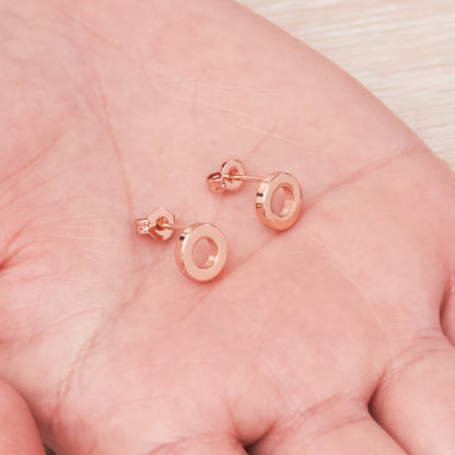 Rose Gold Plated Circle Stud Earrings