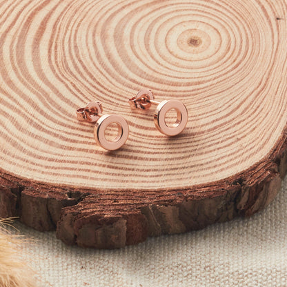 Rose Gold Plated Circle Stud Earrings
