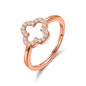 Rose Gold Plated Clover Ring Created with Zircondia® Crystals