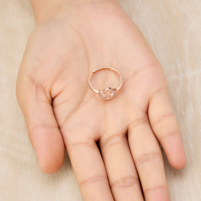 Rose Gold Plated Clover Ring Created with Zircondia® Crystals