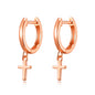 Rose Gold Plated Cross Charm Hoop Earrings