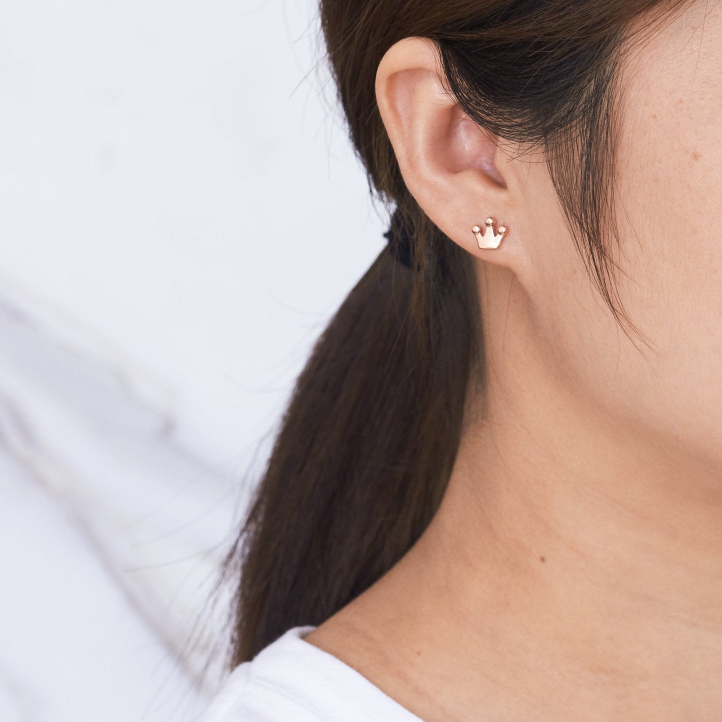 Rose Gold Plated Crown Stud Earrings