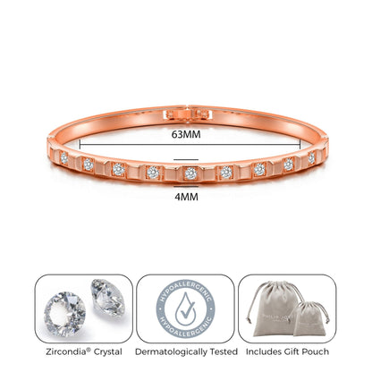 Rose Gold Plated Cubic Bangle Created with Zircondia® Crystals (7 Inch)
