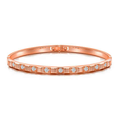 Rose Gold Plated Cubic Bangle Created with Zircondia® Crystals (7 Inch)