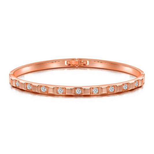 Rose Gold Plated Cubic Bangle Created with Zircondia® Crystals (7 Inch)
