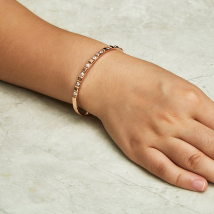 Rose Gold Plated Cubic Bangle Created with Zircondia® Crystals (7 Inch)