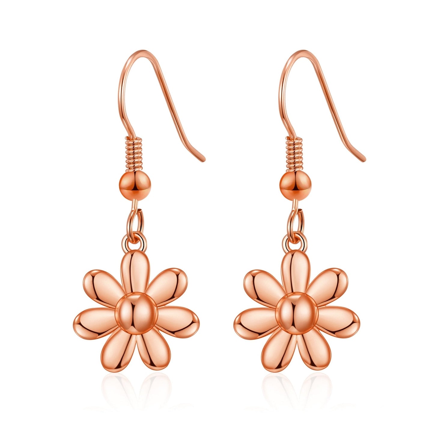 Rose Gold Plated Daisy Drop Earrings