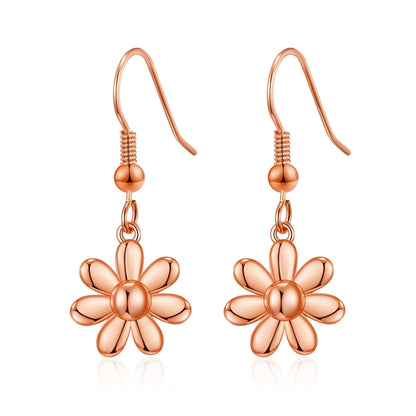 Rose Gold Plated Daisy Drop Earrings