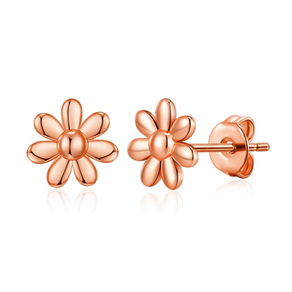 Rose Gold Plated Daisy Earrings
