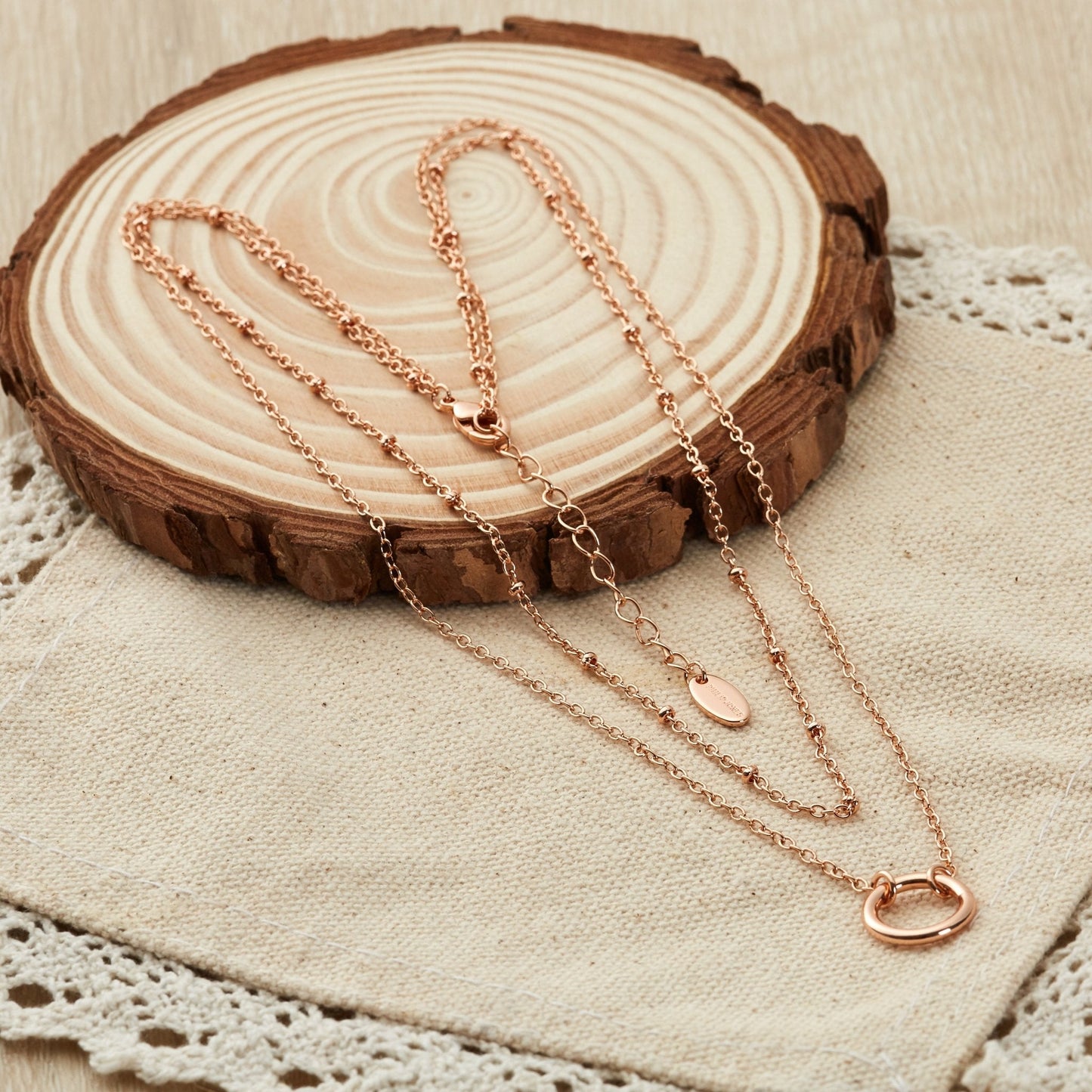 Rose Gold Plated Double Layered Circle Necklace