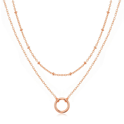Rose Gold Plated Double Layered Circle Necklace