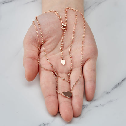 Rose Gold Plated Double Layered Heart Necklace