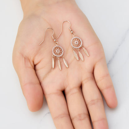 Rose Gold Plated Dream Catcher Drop Earrings Created with Zircondia® Crystals