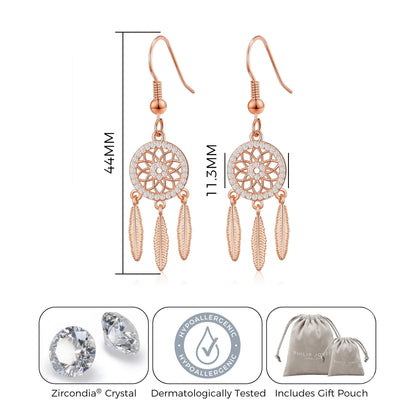 Rose Gold Plated Dream Catcher Drop Earrings Created with Zircondia® Crystals