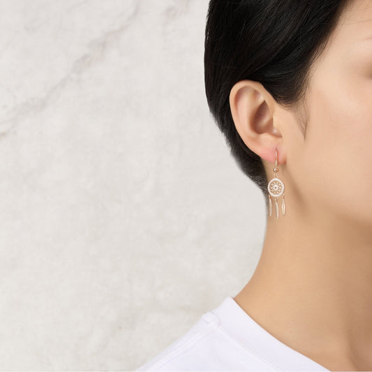 Rose Gold Plated Dream Catcher Drop Earrings Created with Zircondia® Crystals