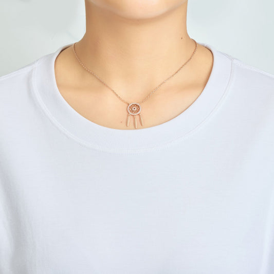 Rose Gold Plated Dream Catcher Necklace Created with Zircondia® Crystals