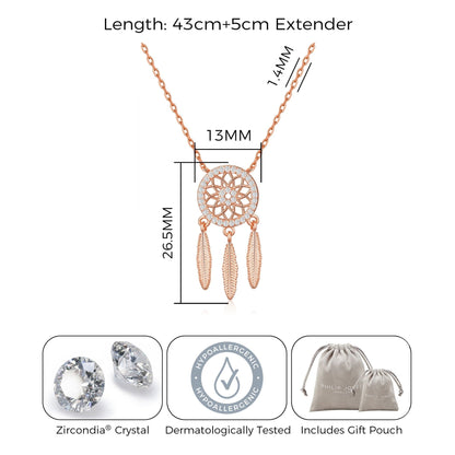 Rose Gold Plated Dream Catcher Necklace Created with Zircondia® Crystals