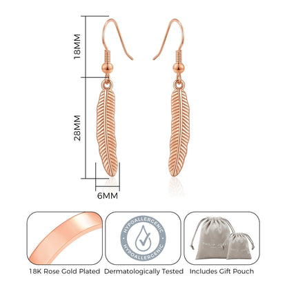 Rose Gold Plated Feather Earrings