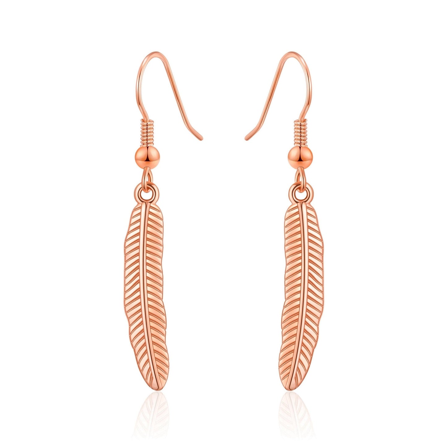 Rose Gold Plated Feather Earrings