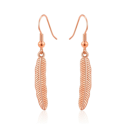 Rose Gold Plated Feather Earrings