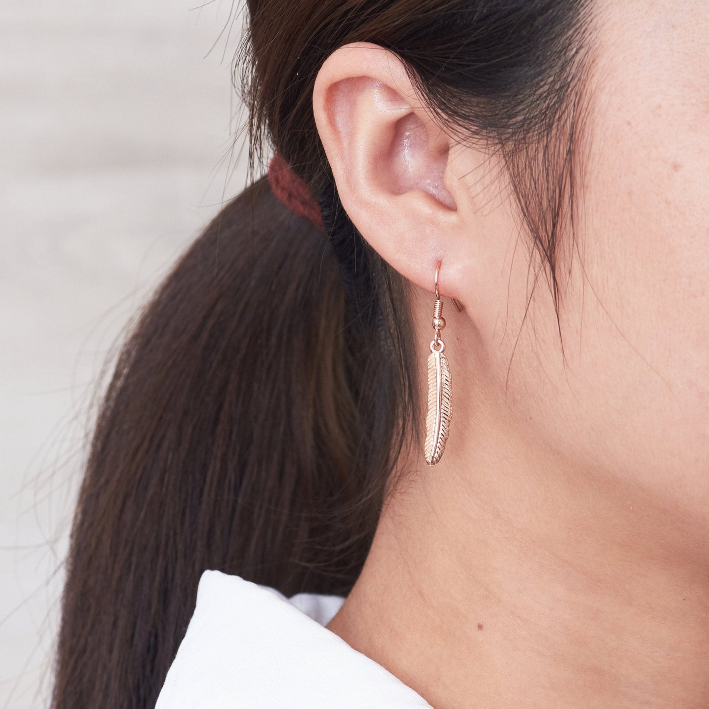Rose Gold Plated Feather Earrings
