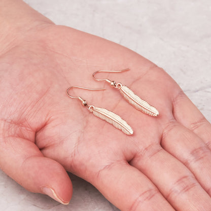 Rose Gold Plated Feather Earrings