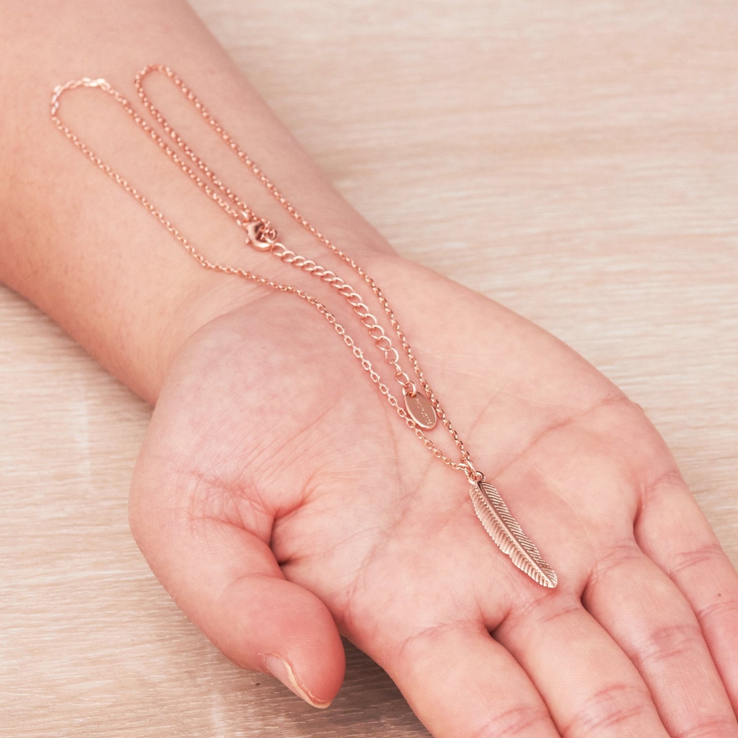 Rose Gold Plated Feather Necklace