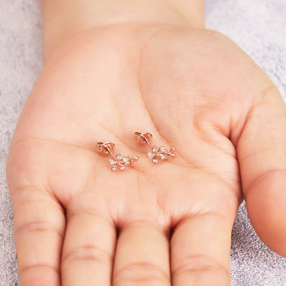 Rose Gold Plated Flower Earrings Created with Zircondia® Crystals