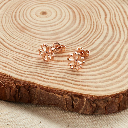 Rose Gold Plated Flower Petal Earrings
