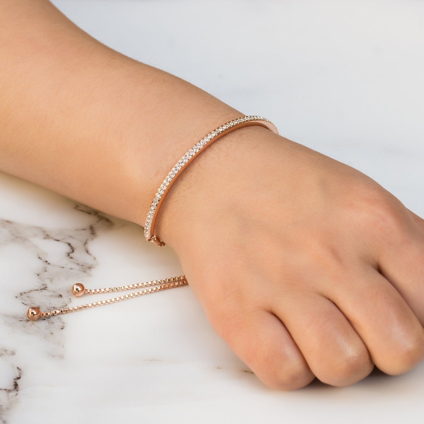 Rose Gold Plated Friendship Bracelet Created with Zircondia® Crystals
