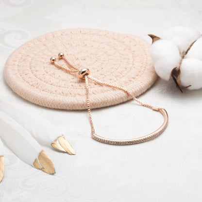 Rose Gold Plated Friendship Bracelet Created with Zircondia® Crystals