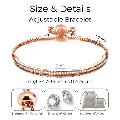 Rose Gold Plated Friendship Bracelet Created with Zircondia® Crystals