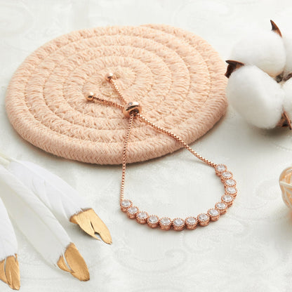 Rose Gold Plated Friendship Bracelet with Zircondia® Crystals