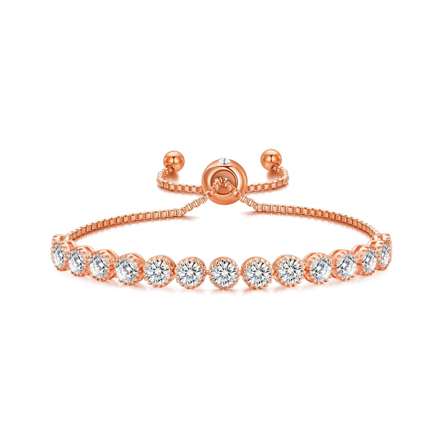 Rose Gold Plated Friendship Bracelet with Zircondia® Crystals