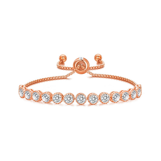 Rose Gold Plated Friendship Bracelet with Zircondia® Crystals