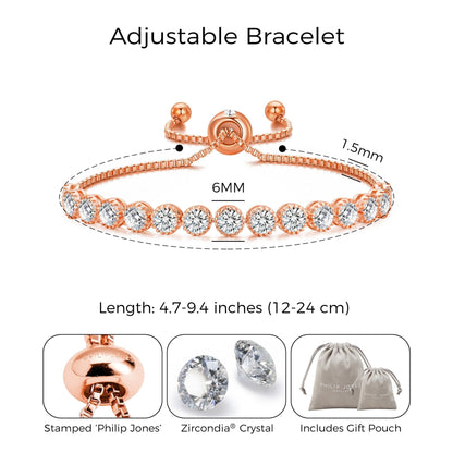 Rose Gold Plated Friendship Bracelet with Zircondia® Crystals