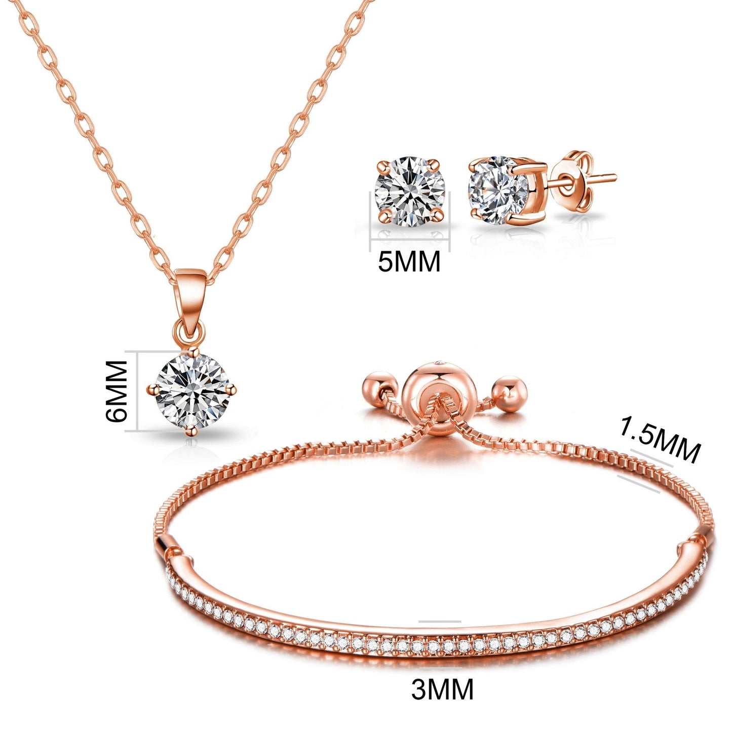 Rose Gold Plated Friendship Set Created with Zircondia® Crystals