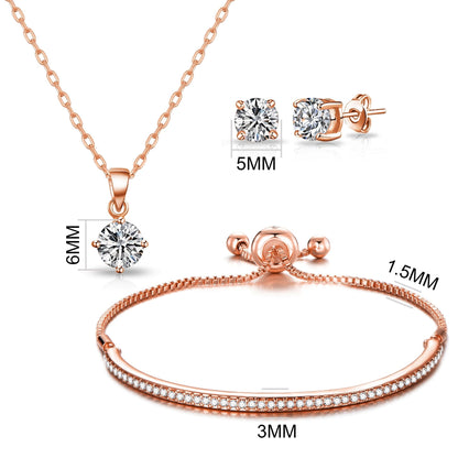 Rose Gold Plated Friendship Set Created with Zircondia® Crystals