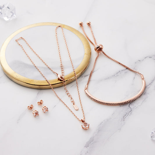 Rose Gold Plated Friendship Set Created with Zircondia® Crystals