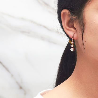 Rose Gold Plated Graduated Drop Earrings Created with Zircondia® Crystals