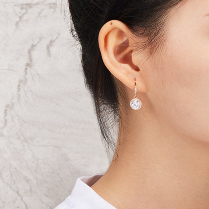 Rose Gold Plated Halo Drop Earrings Created with Zircondia® Crystals